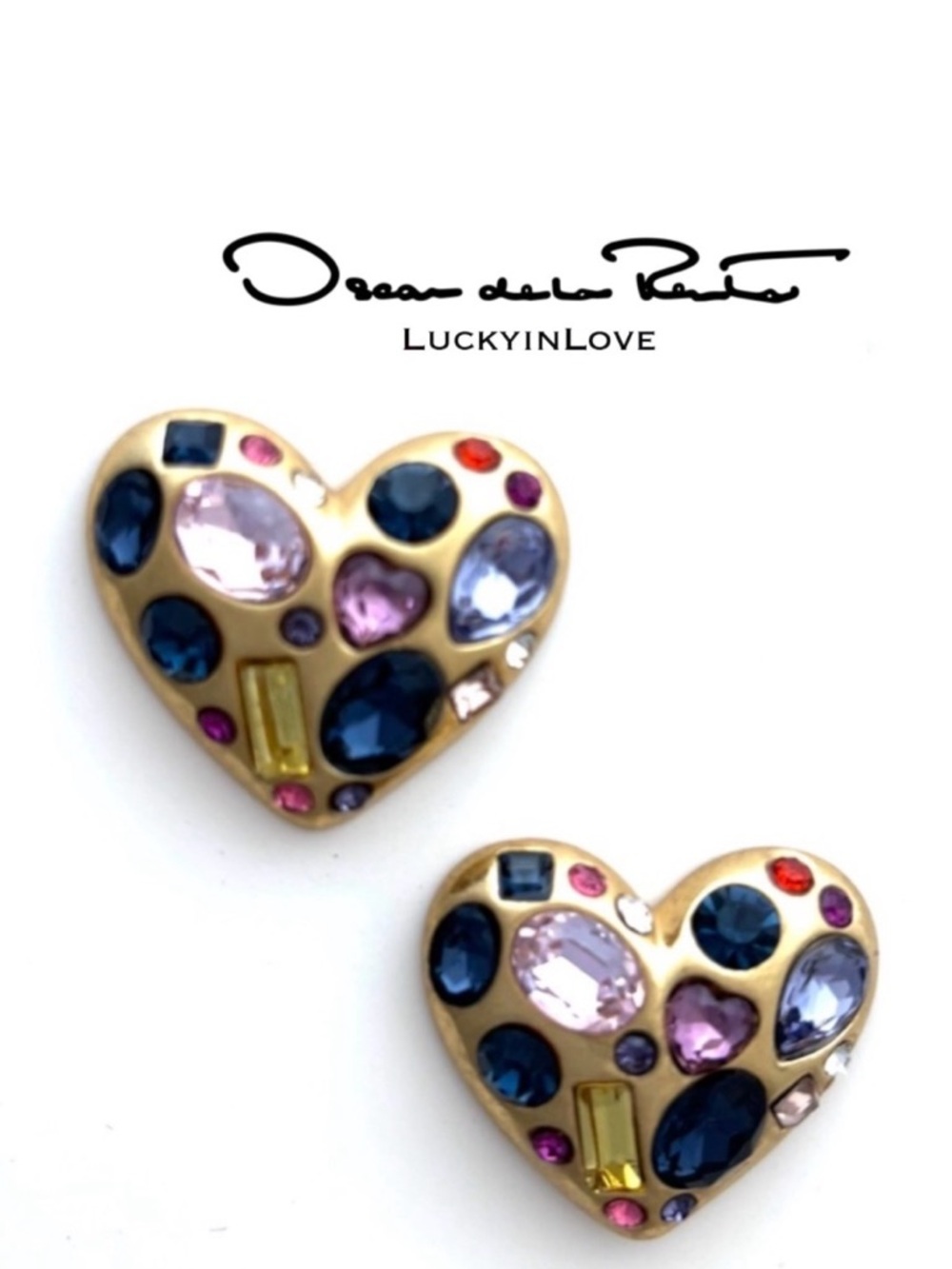Oscar de la Renta
gemstone heart post earrings
